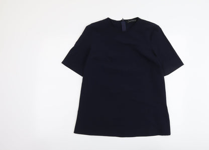 Womens UK Size S Zara Blue Basic T-Shirt