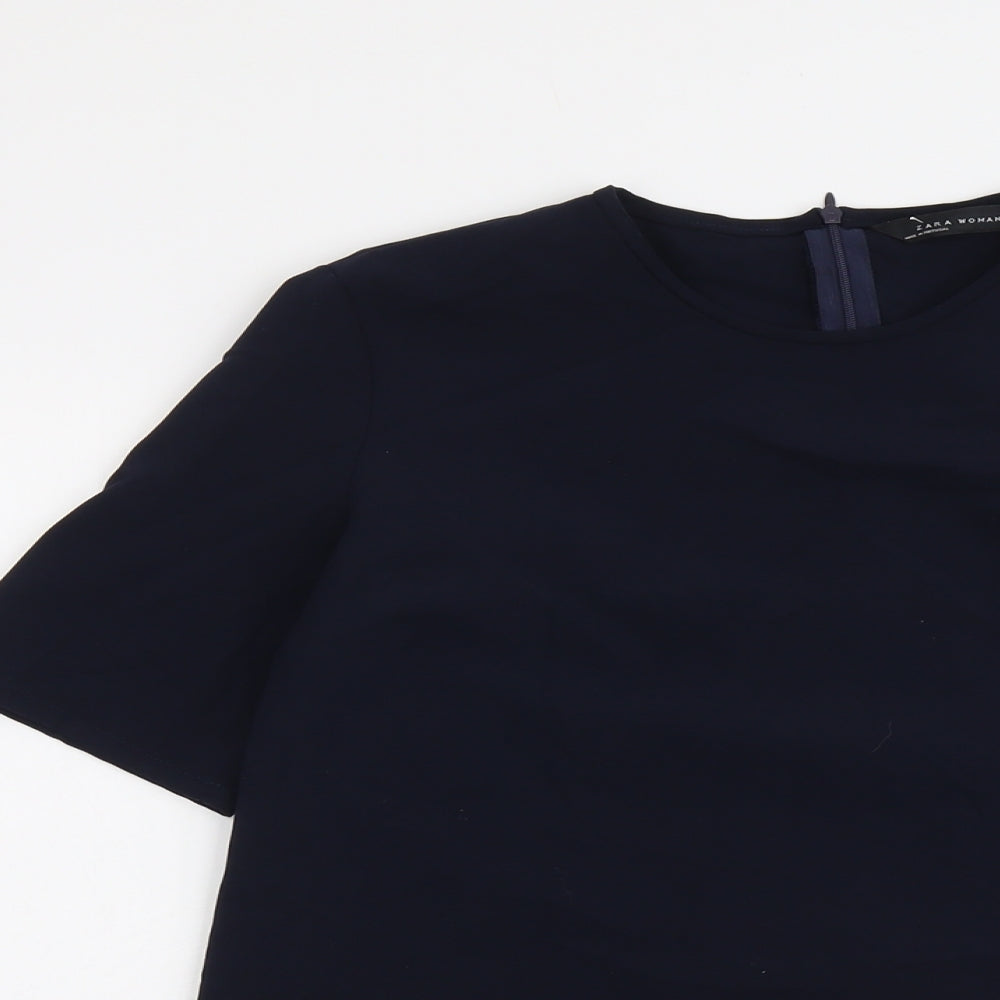 Womens UK Size S Zara Blue Basic T-Shirt