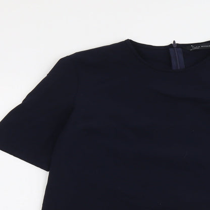 Womens UK Size S Zara Blue Basic T-Shirt