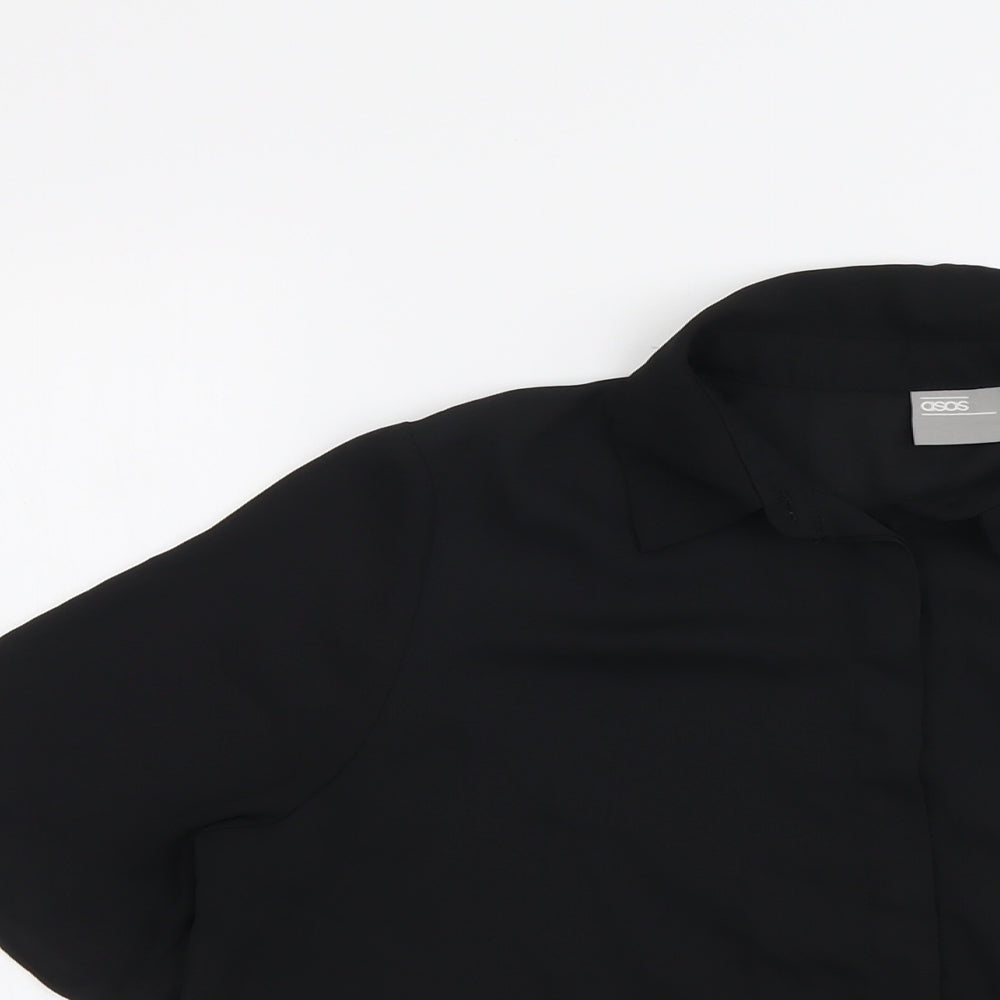 Womens UK Size 10 ASOS Black Basic Button-Up