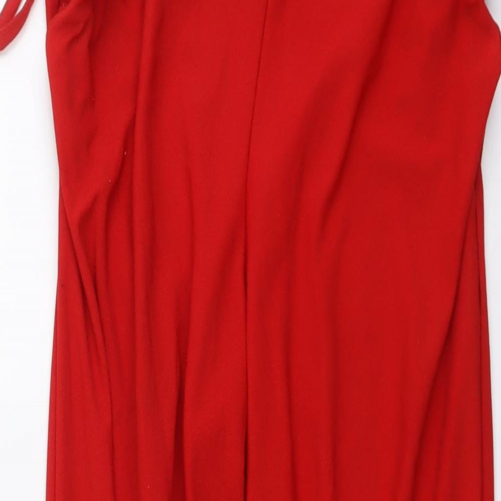 Womens UK Size 14 Boohoo Regular Fit Cropped Red Trousers