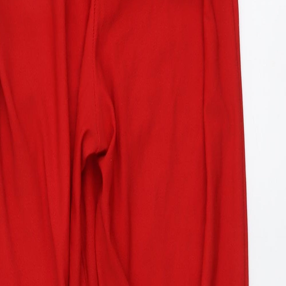 Womens UK Size 14 Boohoo Regular Fit Cropped Red Trousers