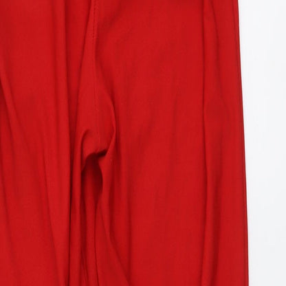 Womens UK Size 14 Boohoo Regular Fit Cropped Red Trousers