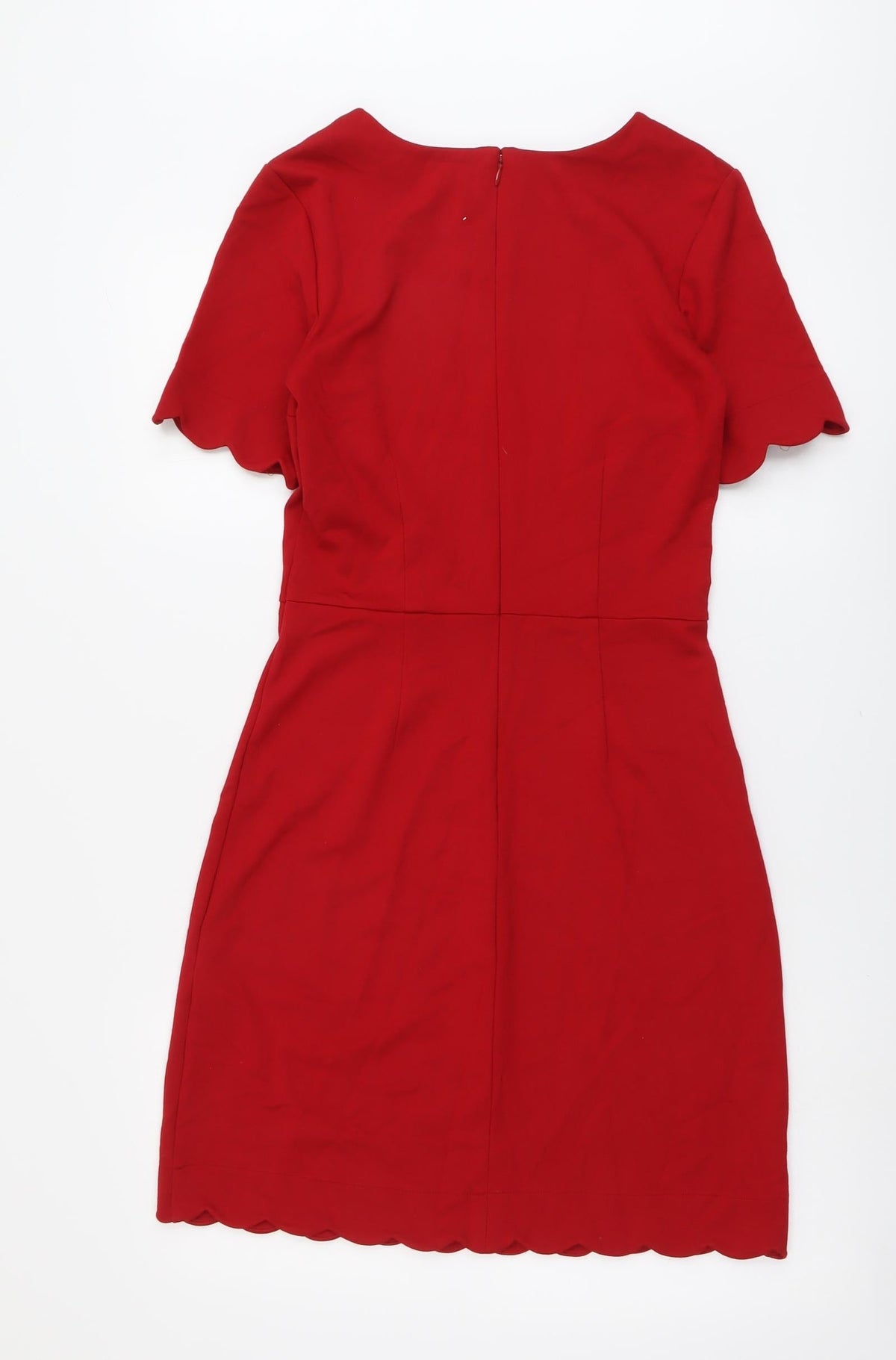 Warehouse Womens Red Viscose A-Line Size 10 Round Neck Zip
