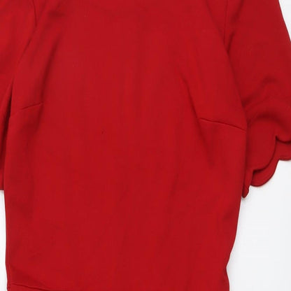 Warehouse Womens Red Viscose A-Line Size 10 Round Neck Zip