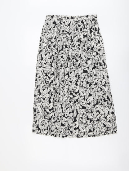 Eastex Womens Black Floral Polyester Pleated Skirt Size 10 Zip