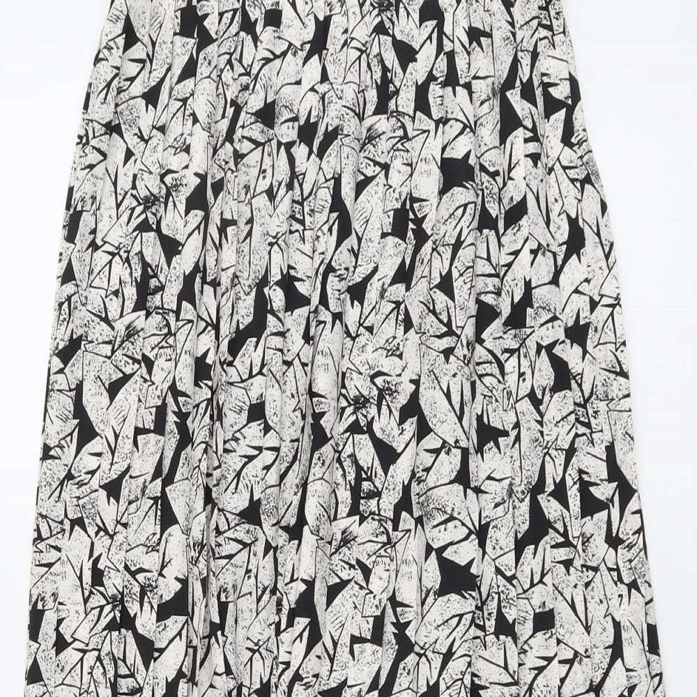 Eastex Womens Black Floral Polyester Pleated Skirt Size 10 Zip