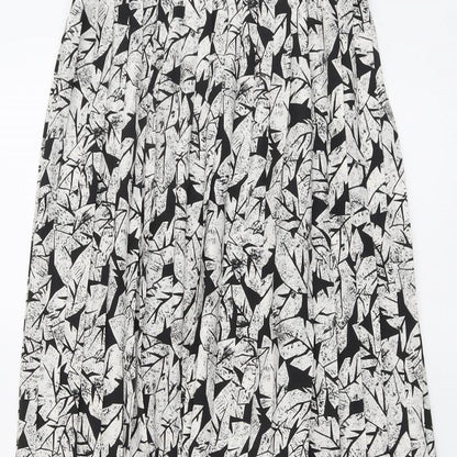 Eastex Womens Black Floral Polyester Pleated Skirt Size 10 Zip