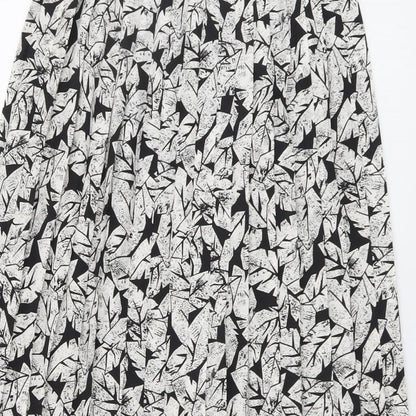 Eastex Womens Black Floral Polyester Pleated Skirt Size 10 Zip