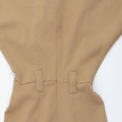 Select Womens Beige Polyester A-Line Size 6 V-Neck Zip