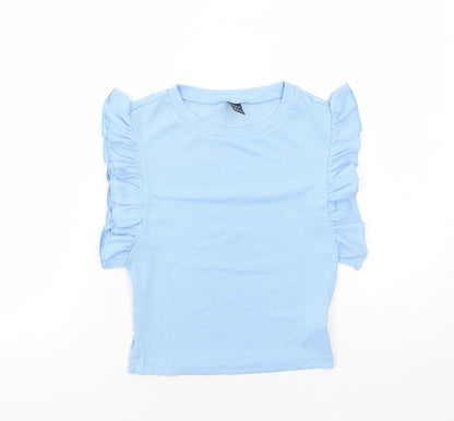 SheIn Womens Blue Polyester Cropped T-Shirt Size XS Round Neck