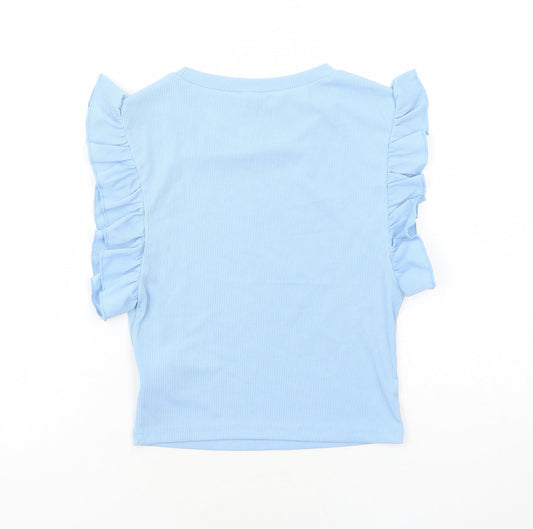 SheIn Womens Blue Polyester Cropped T-Shirt Size XS Round Neck