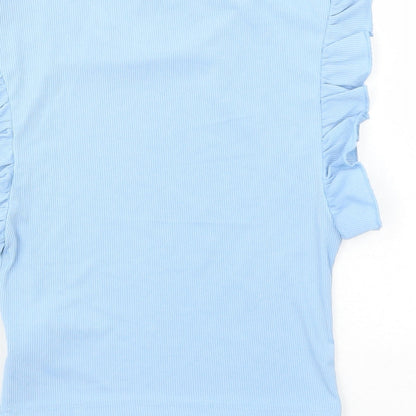 SheIn Womens Blue Polyester Cropped T-Shirt Size XS Round Neck