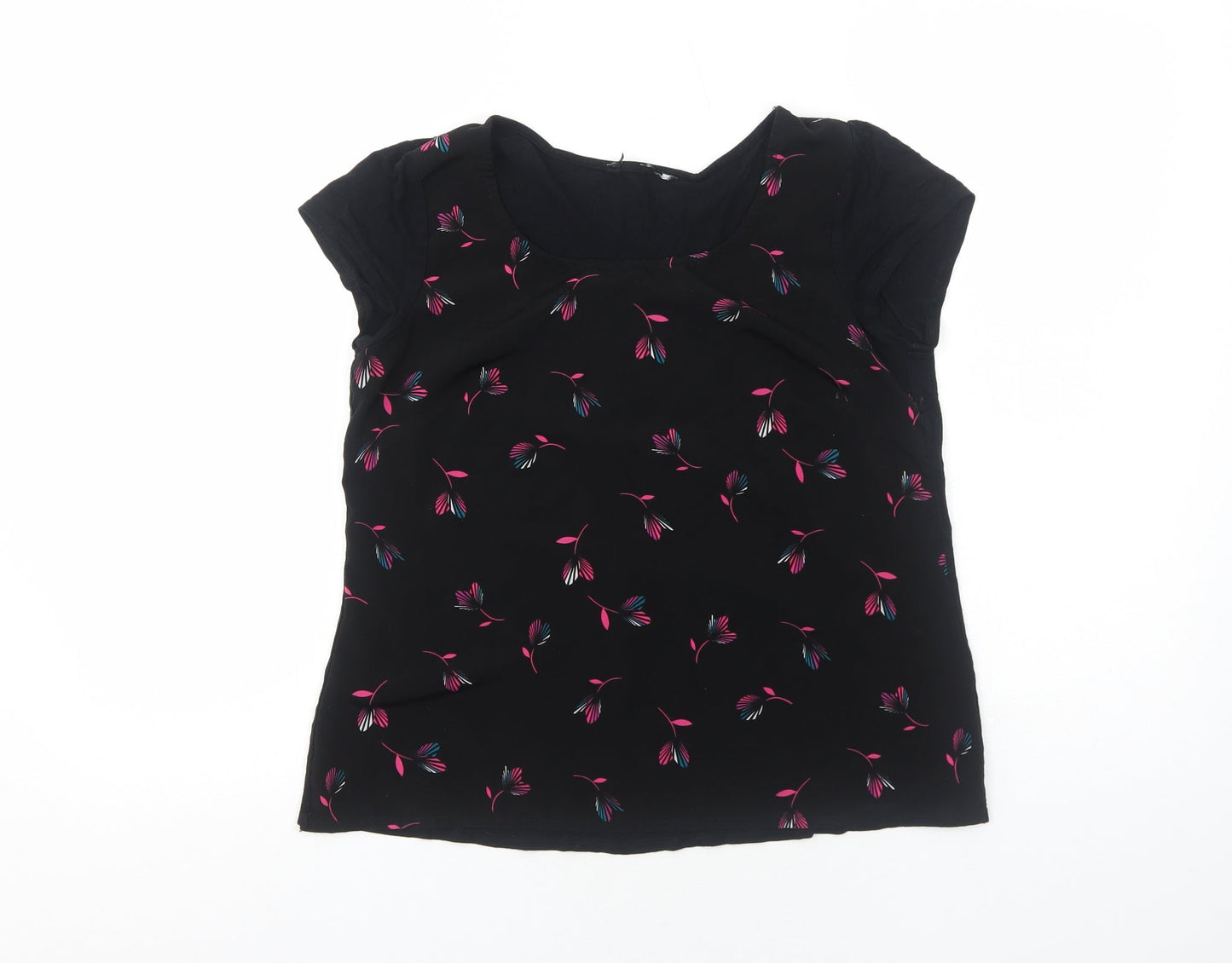 Womens UK Size S Preworn Black Basic T-Shirt