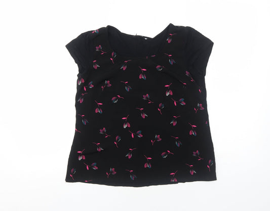 Womens UK Size S Preworn Black Basic T-Shirt