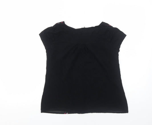 Womens UK Size S Preworn Black Basic T-Shirt