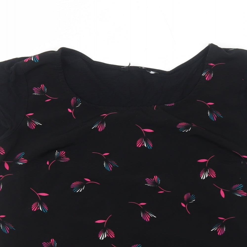 Womens UK Size S Preworn Black Basic T-Shirt