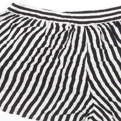 H&M Womens White Striped Viscose Basic Shorts Size 8 Regular Pull On
