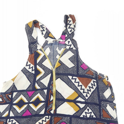 Promod Womens Blue Geometric Viscose Basic Tank Size M V-Neck