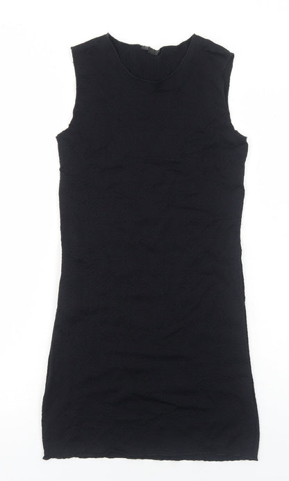 Topshop Womens Black Nylon A-Line Size 8 Round Neck Pullover
