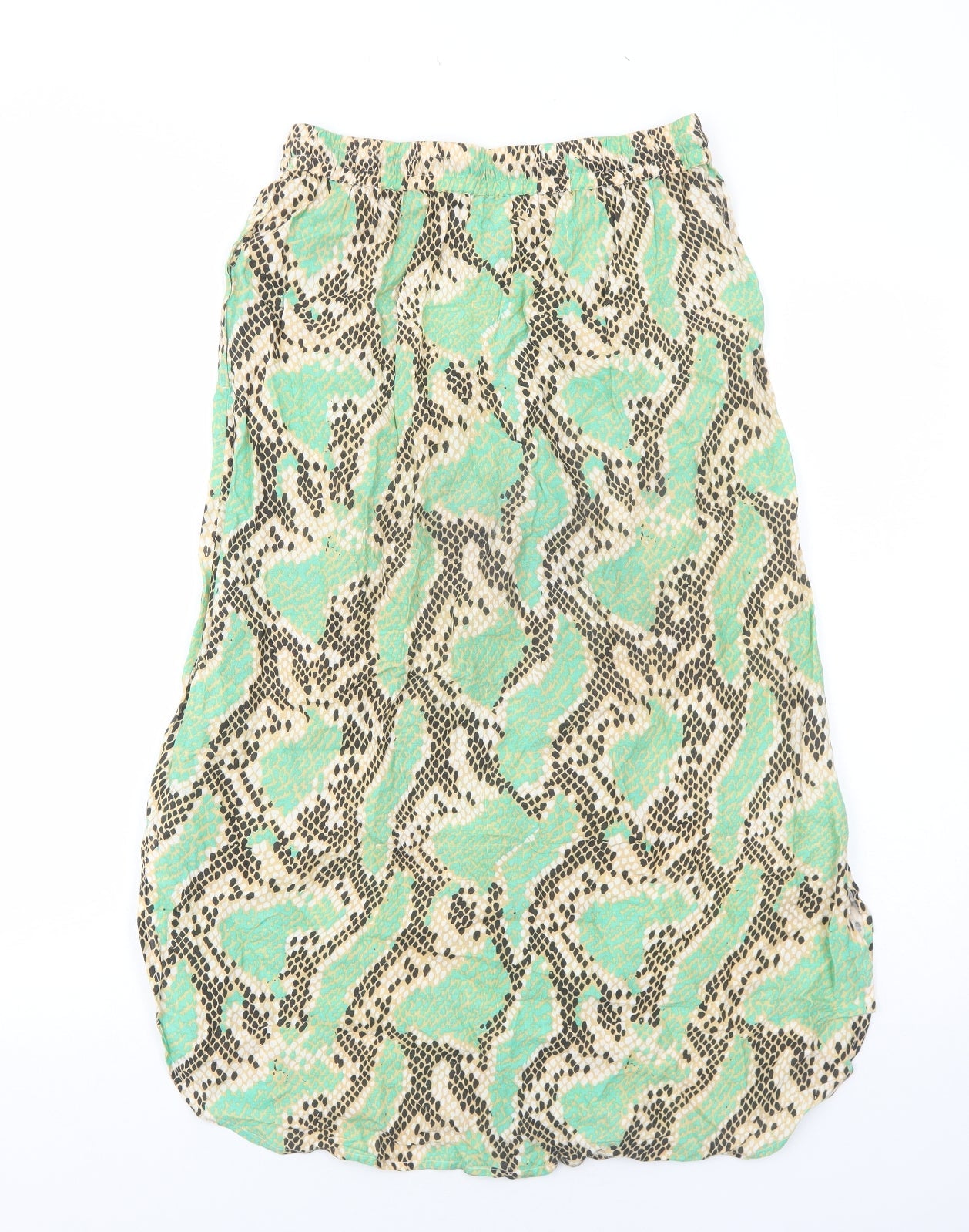 Anmol Womens Green Geometric Viscose Peasant Skirt Size S Drawstring