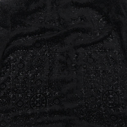 Vision Womens Black Geometric Polyester Basic Button-Up Size XL Collared