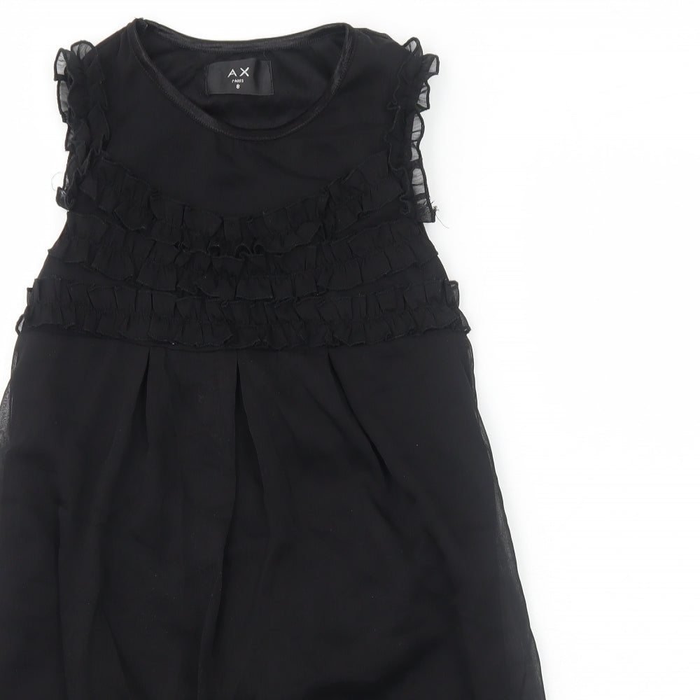 AX Paris Womens Black Polyester A-Line Size 8 Round Neck Pullover