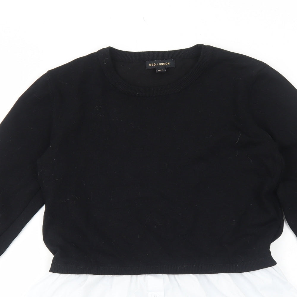 Womens UK Size 8 QED London Black Basic Blouse