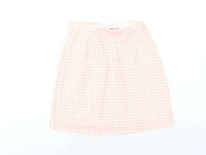 H&M Womens Pink Check Polyester A-Line Skirt Size XS