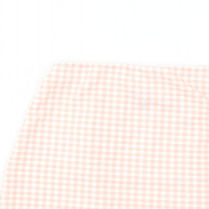 H&M Womens Pink Check Polyester A-Line Skirt Size XS