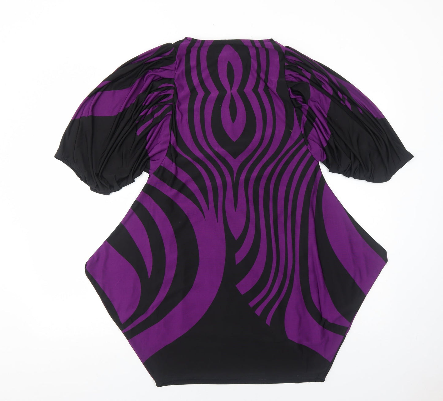CULTURE Womens Purple Geometric Polyester Fit & Flare Size 8 Round Neck Pullover