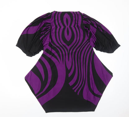 CULTURE Womens Purple Geometric Polyester Fit & Flare Size 8 Round Neck Pullover