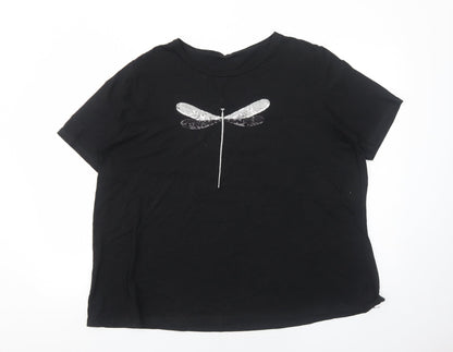 Womens UK Size 2XL Preworn Black Basic T-Shirt