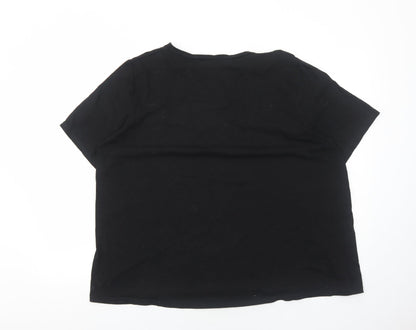 Womens UK Size 2XL Preworn Black Basic T-Shirt