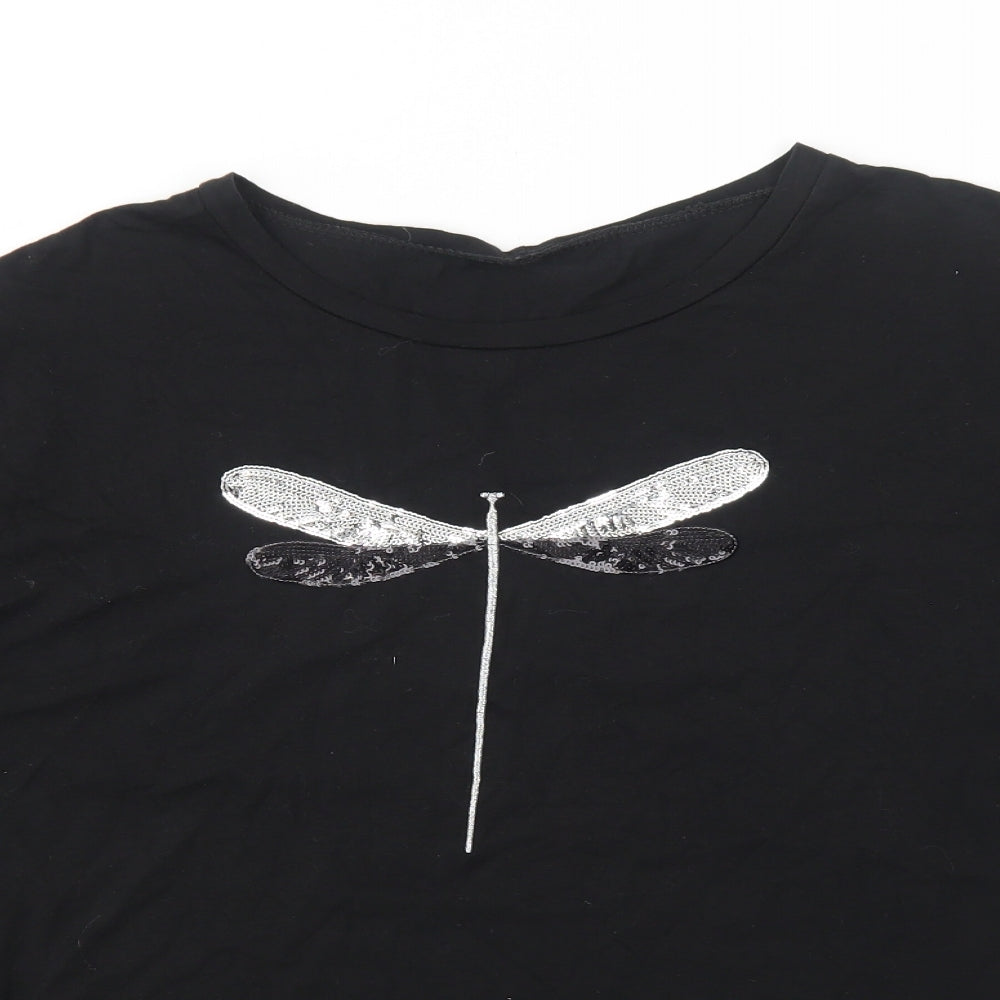 Womens UK Size 2XL Preworn Black Basic T-Shirt