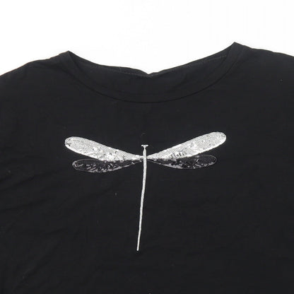 Womens UK Size 2XL Preworn Black Basic T-Shirt