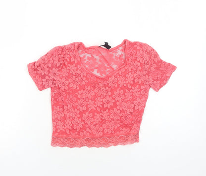 Womens UK Size 8 Topshop Orange Basic T-Shirt