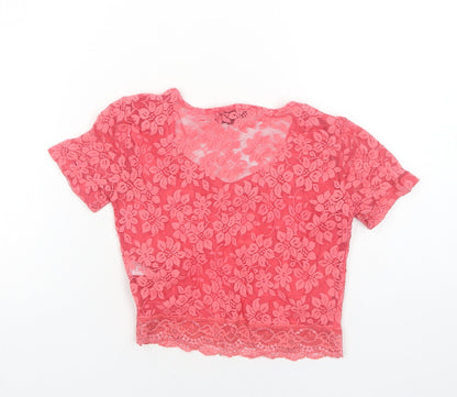 Womens UK Size 8 Topshop Orange Basic T-Shirt