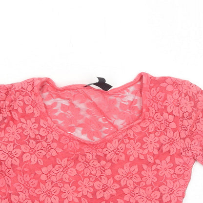 Womens UK Size 8 Topshop Orange Basic T-Shirt