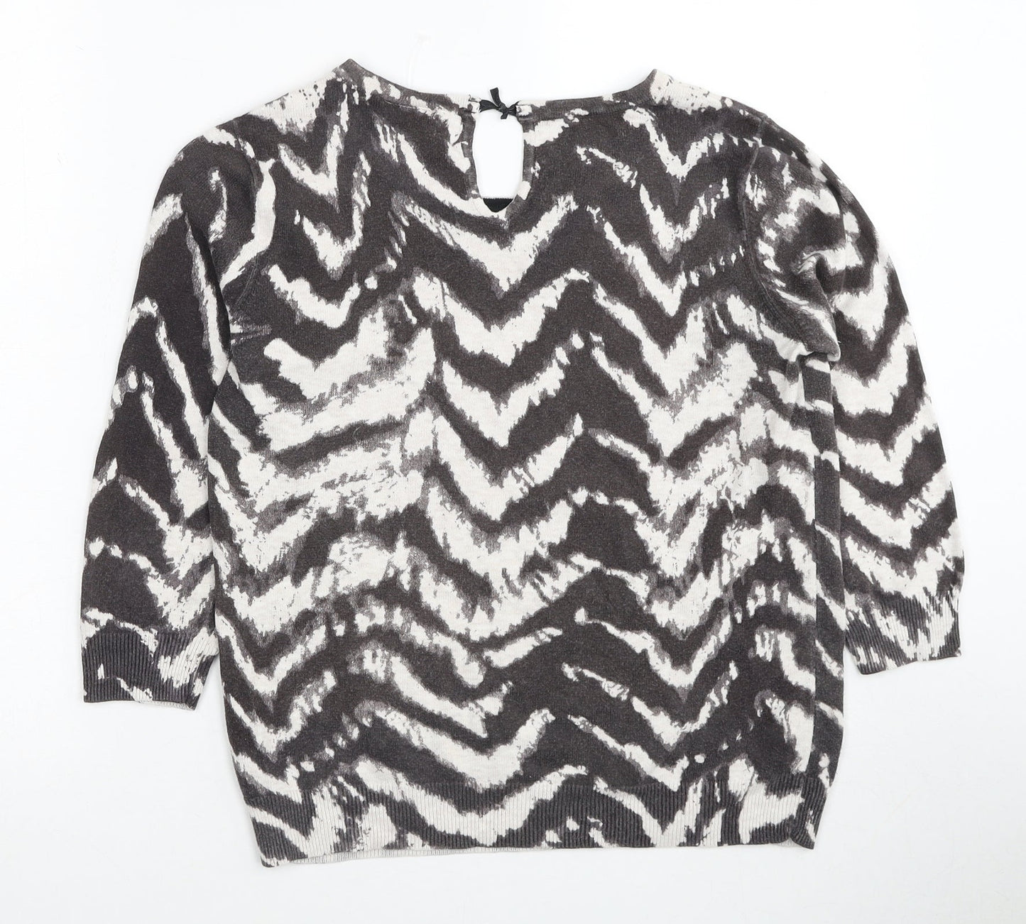 Wallis Womens Brown Scoop Neck Geometric Polyester Pullover Jumper Size S