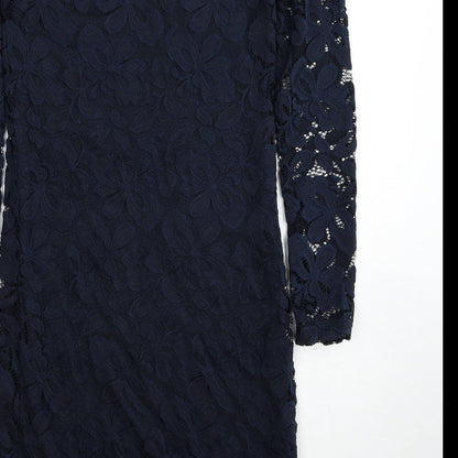 Divided by H&M Womens Blue Polyamide Pencil Dress Size 10 Off the Shoulder Pullover