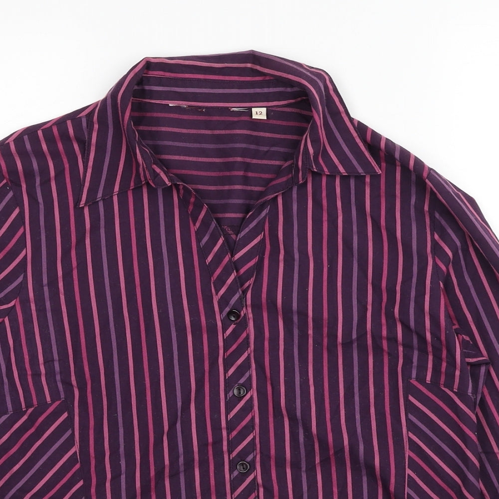Womens UK Size 12 Preworn Purple Basic Button-Up