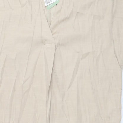 H&M Womens Beige Polyester A-Line Size S V-Neck Pullover
