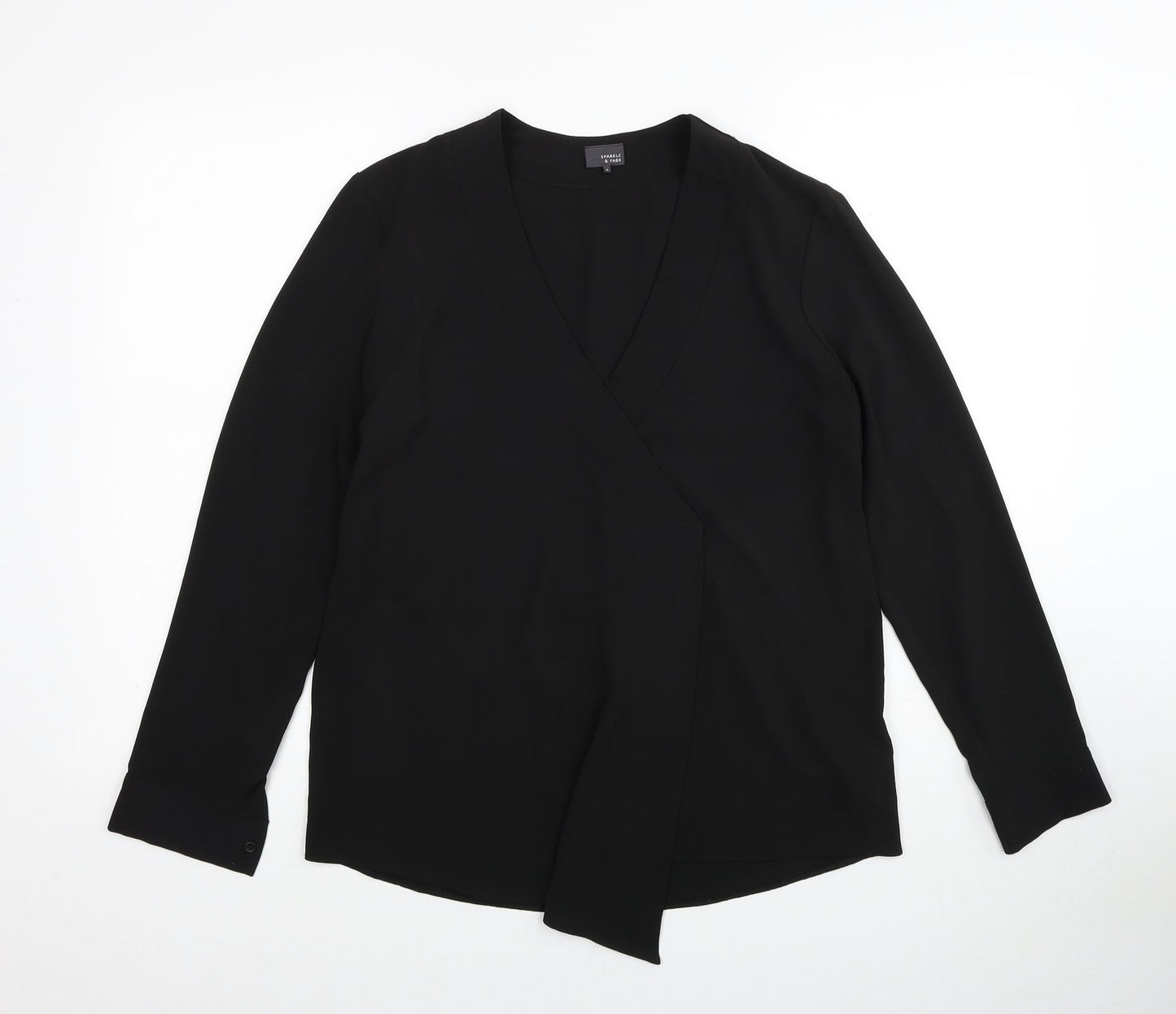 Womens UK Size S Sparkle & Fade Black Basic Blouse