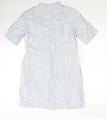 Marvin Browne Womens Blue Striped Linen A-Line Size S V-Neck Pullover