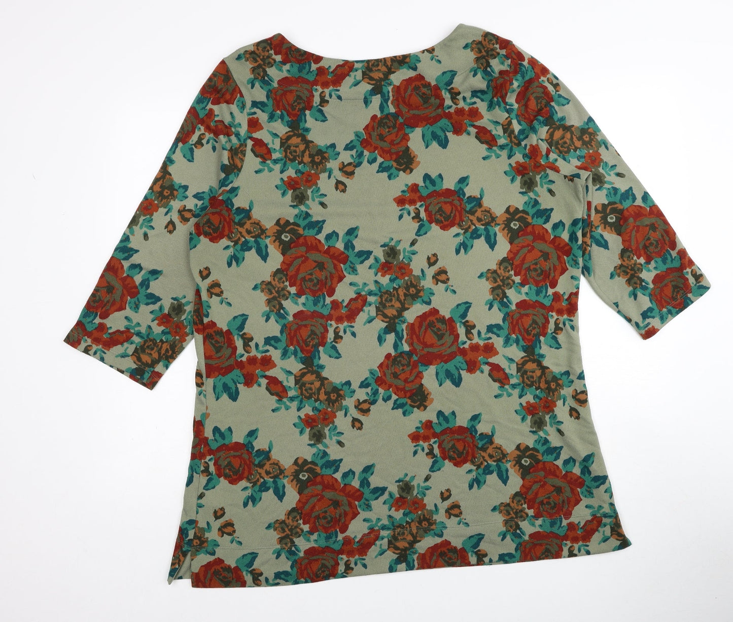 D&Co. Womens Multicoloured Boat Neck Floral Polyester Pullover Jumper Size XL