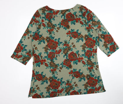 D&Co. Womens Multicoloured Boat Neck Floral Polyester Pullover Jumper Size XL