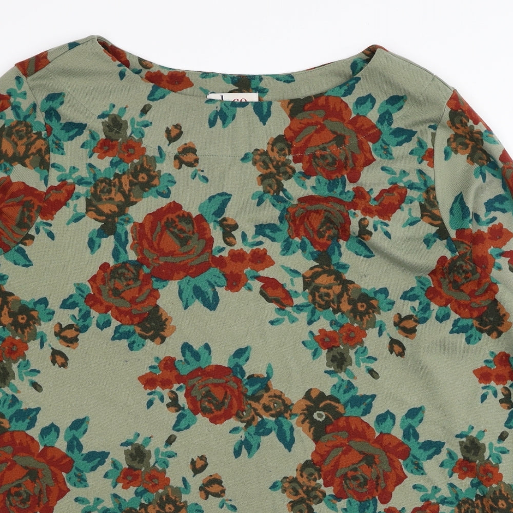 D&Co. Womens Multicoloured Boat Neck Floral Polyester Pullover Jumper Size XL
