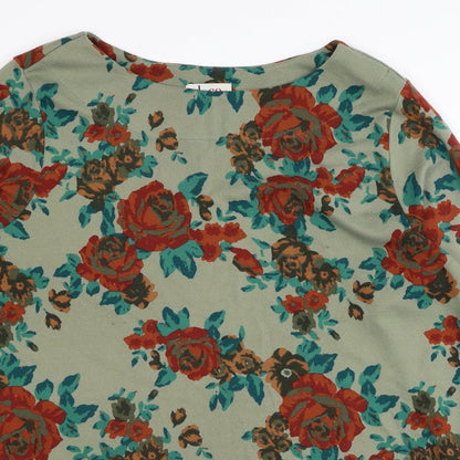 D&Co. Womens Multicoloured Boat Neck Floral Polyester Pullover Jumper Size XL