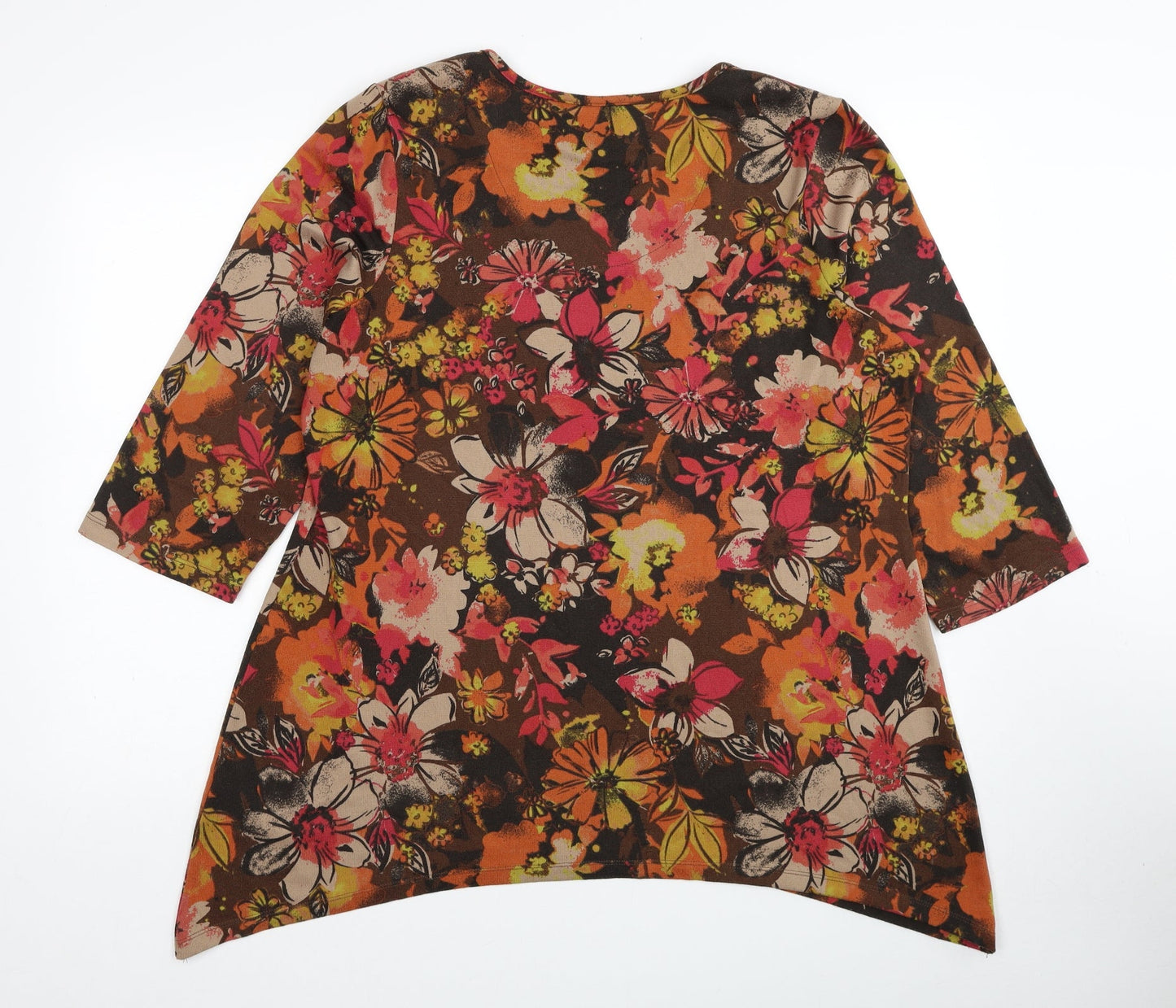 D&Co. Womens Multicoloured Boat Neck Floral Polyester Pullover Jumper Size XL